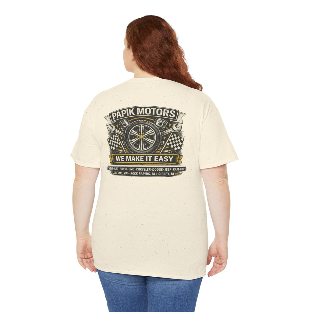 T‑Shirt — Papik Motors "We Make It Easy" Vintage Front and Back T