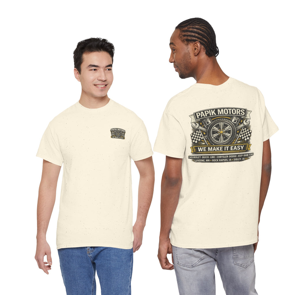 T‑Shirt — Papik Motors "We Make It Easy" Vintage Front and Back T