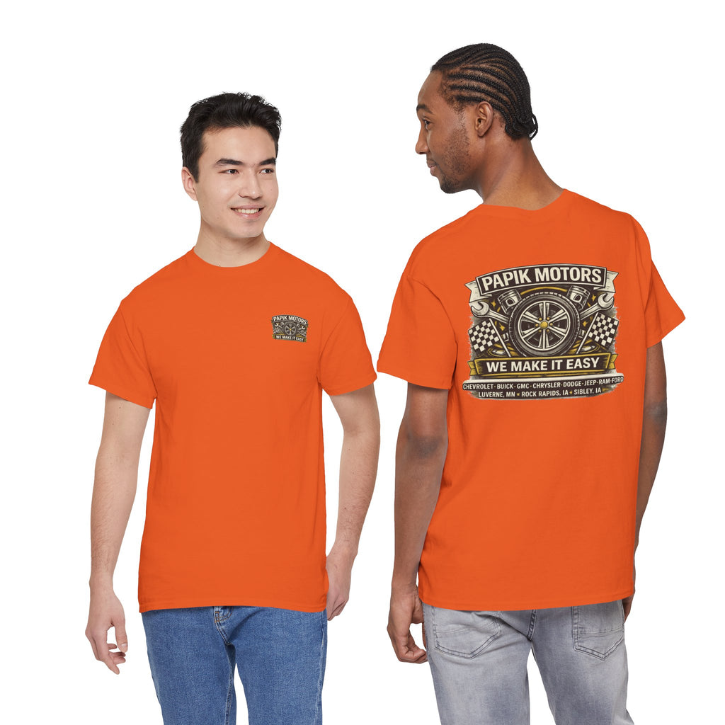 T‑Shirt — Papik Motors "We Make It Easy" Vintage Front and Back T
