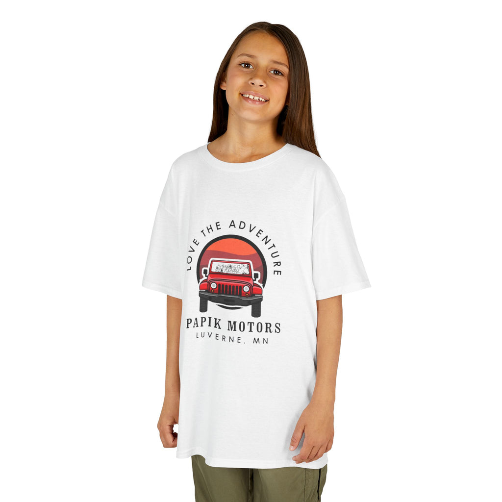 Kids Tee - 'Love The Adventure' Red Jeep Graphic Papik Motors