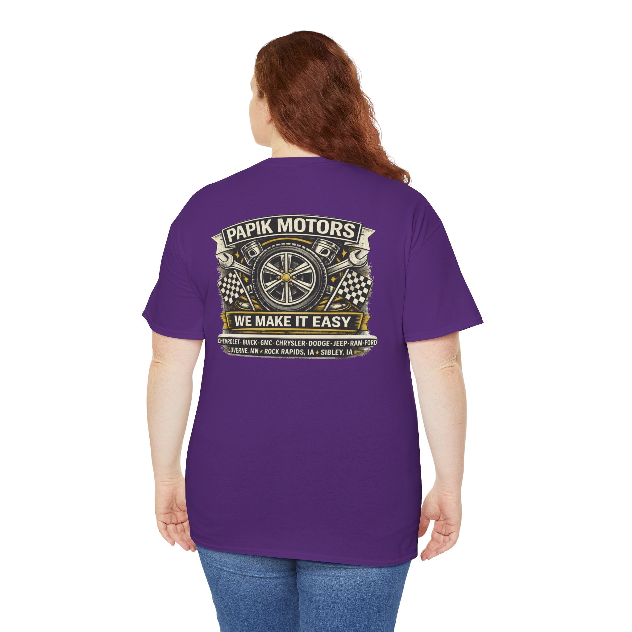 T‑Shirt — Papik Motors "We Make It Easy" Vintage Front and Back T