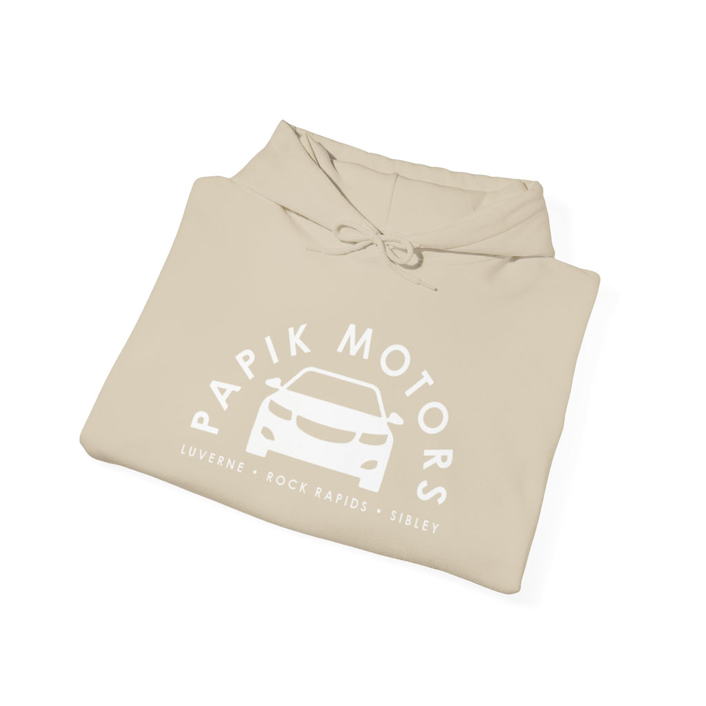 Hooded Sweatshirt - Papik Motors Over Car Logo Hoodie — Minimal Car Club Pullover Unisex