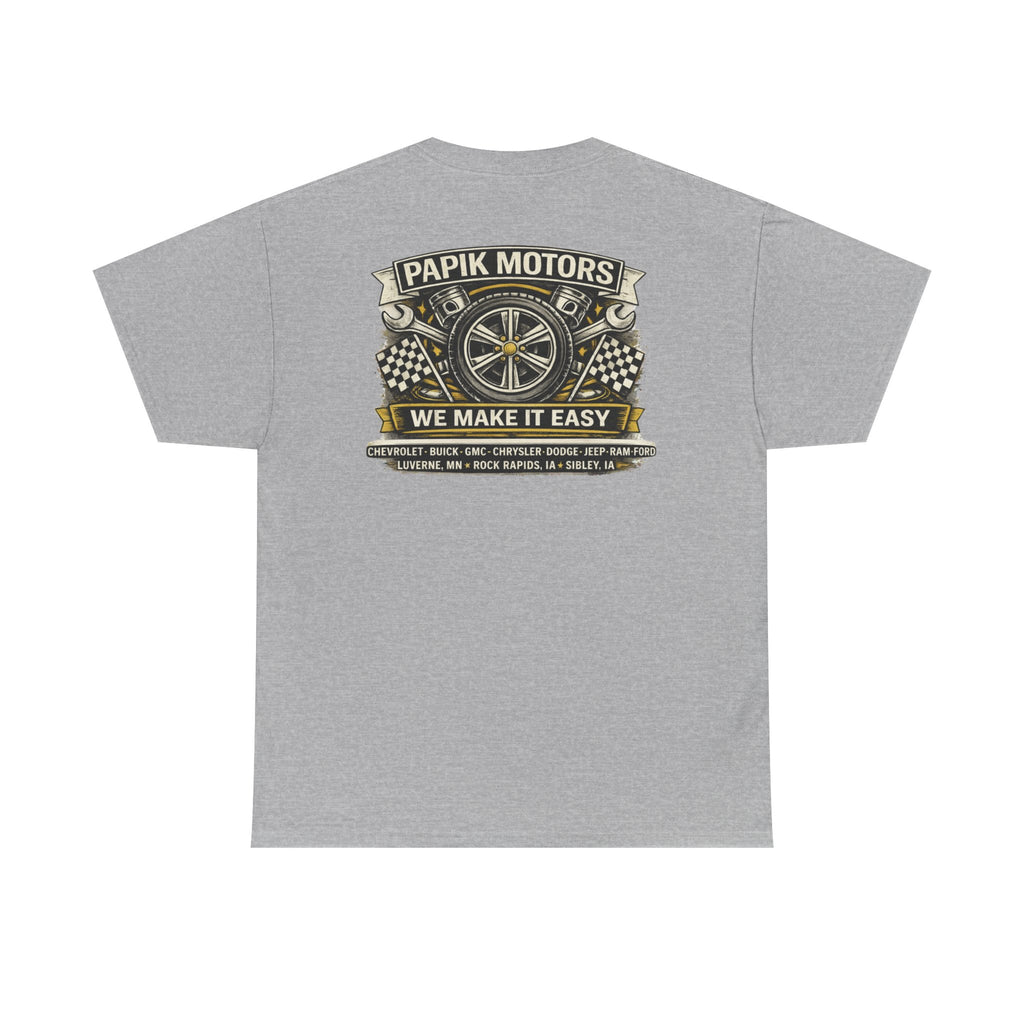 T‑Shirt — Papik Motors "We Make It Easy" Vintage Front and Back T