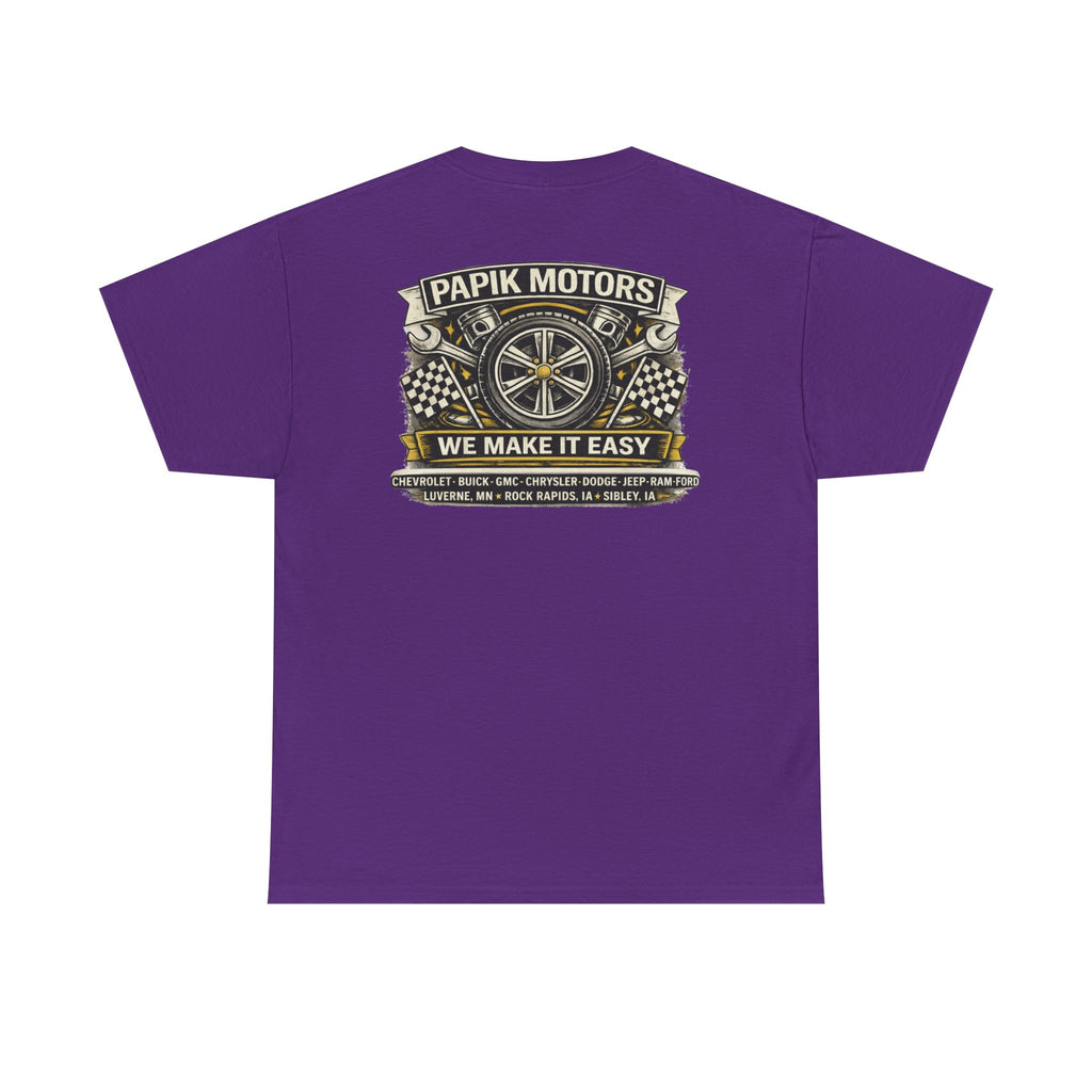 T‑Shirt — Papik Motors "We Make It Easy" Vintage Front and Back T