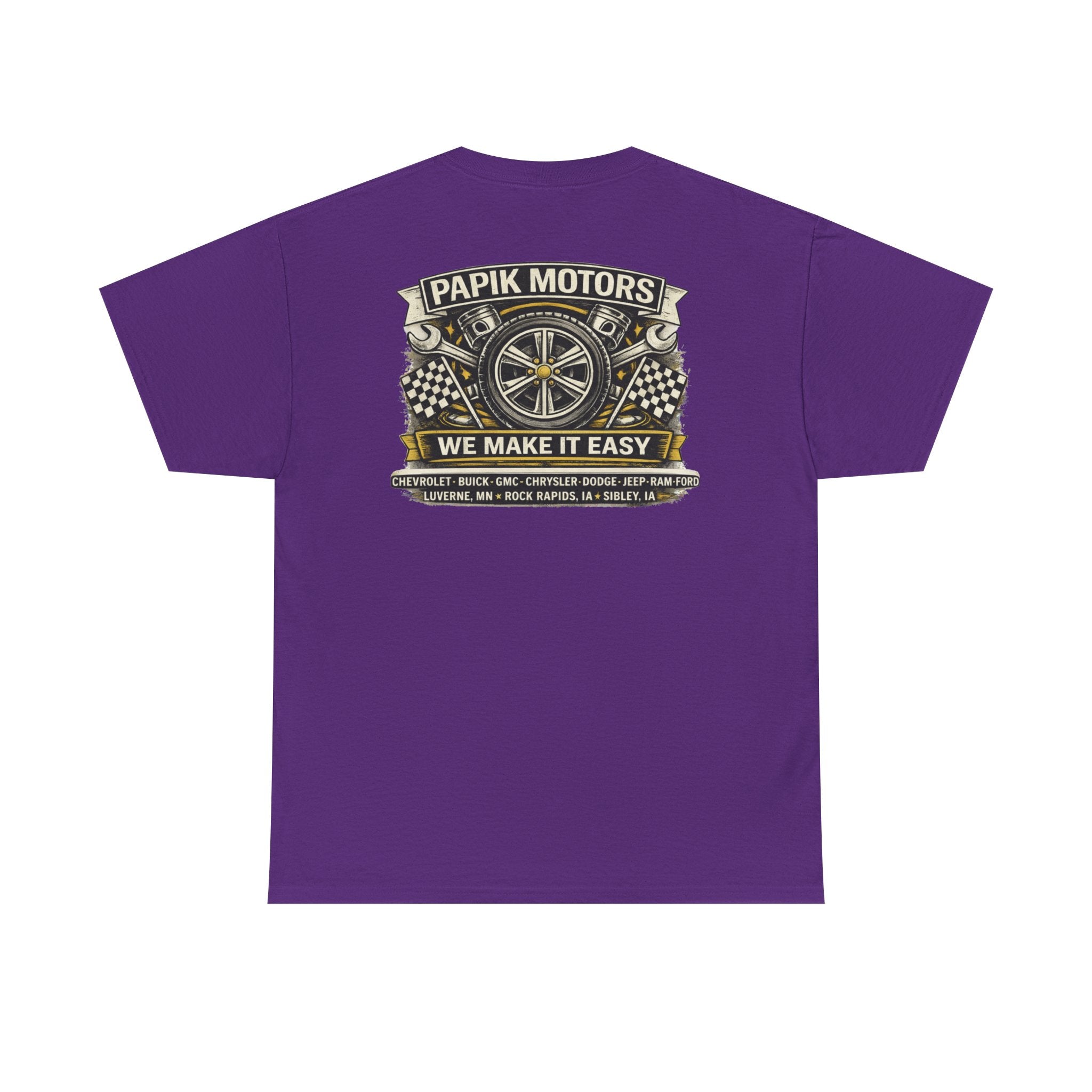 T‑Shirt — Papik Motors "We Make It Easy" Vintage Front and Back T