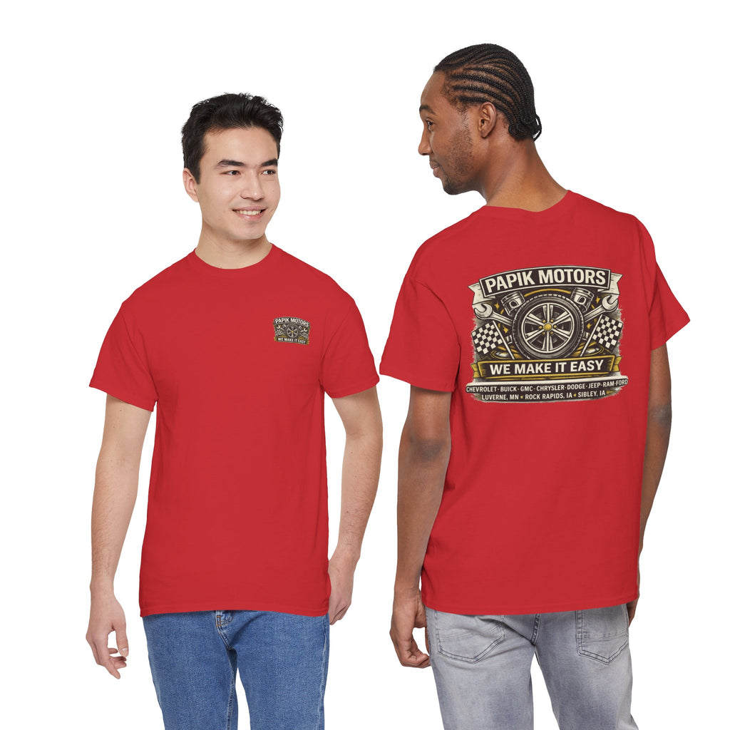 T‑Shirt — Papik Motors "We Make It Easy" Vintage Front and Back T