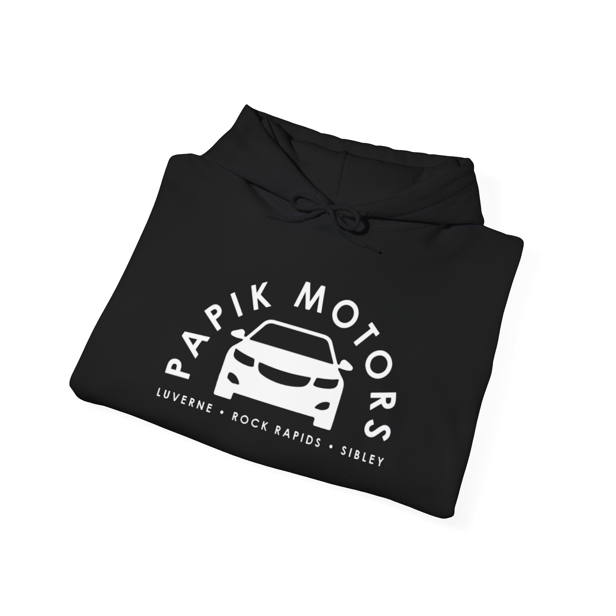 Hooded Sweatshirt - Papik Motors Over Car Logo Hoodie — Minimal Car Club Pullover Unisex