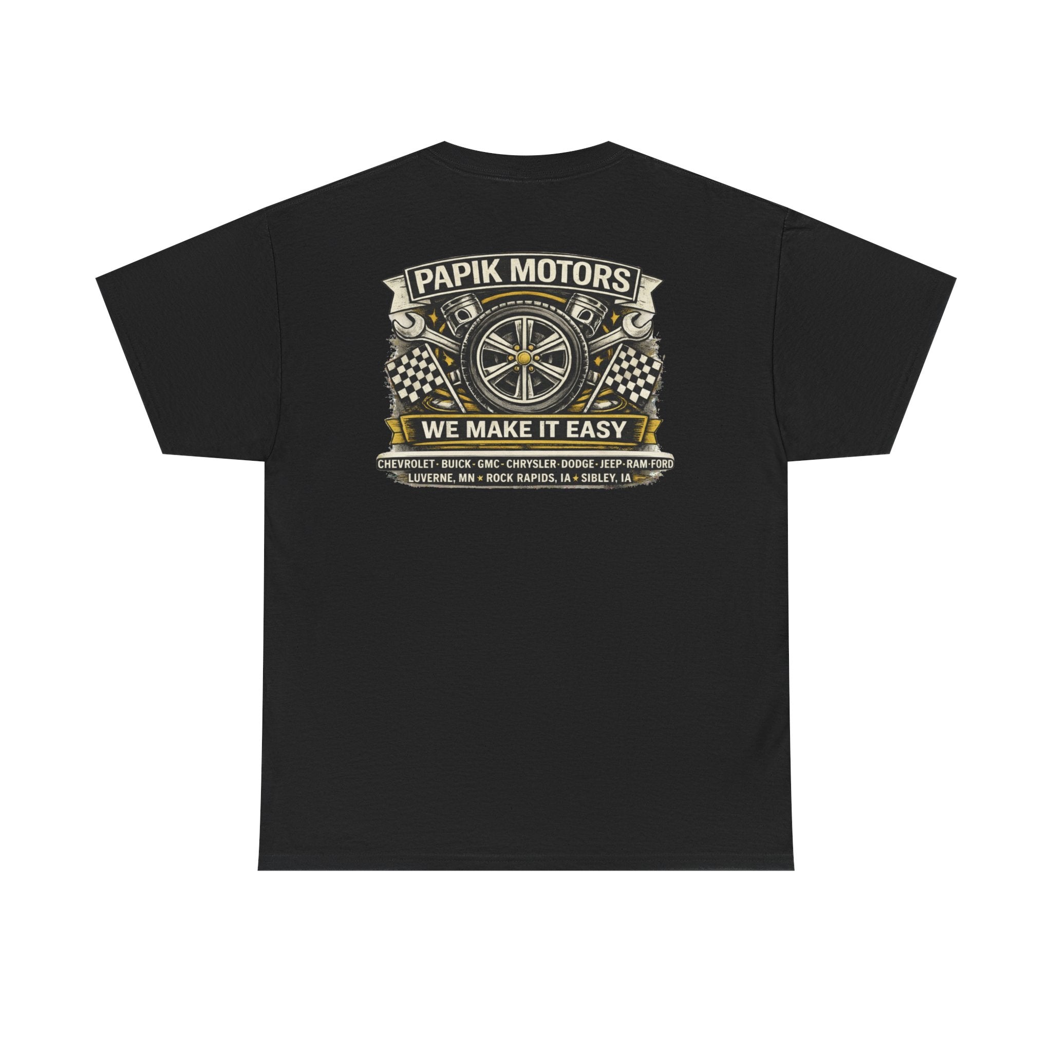 T‑Shirt — Papik Motors "We Make It Easy" Vintage Front and Back T