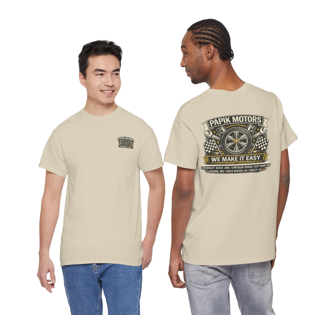 T‑Shirt — Papik Motors "We Make It Easy" Vintage Front and Back T