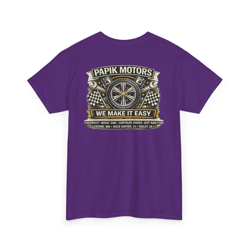 T‑Shirt — Papik Motors "We Make It Easy" Vintage Front and Back T