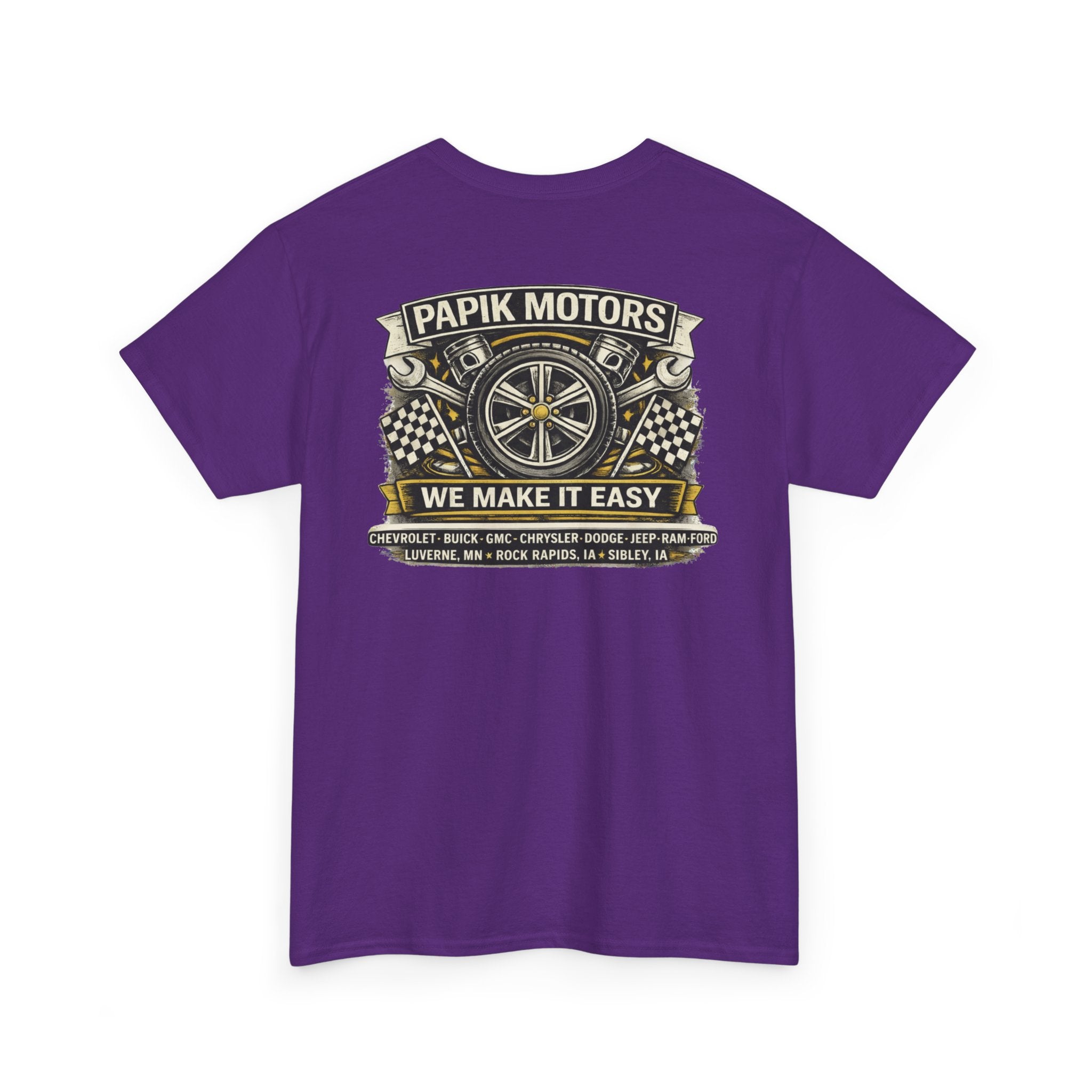 T‑Shirt — Papik Motors "We Make It Easy" Vintage Front and Back T