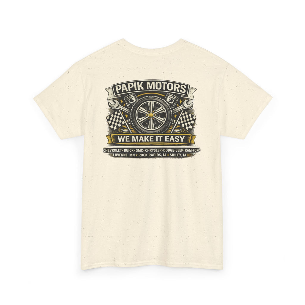 T‑Shirt — Papik Motors "We Make It Easy" Vintage Front and Back T