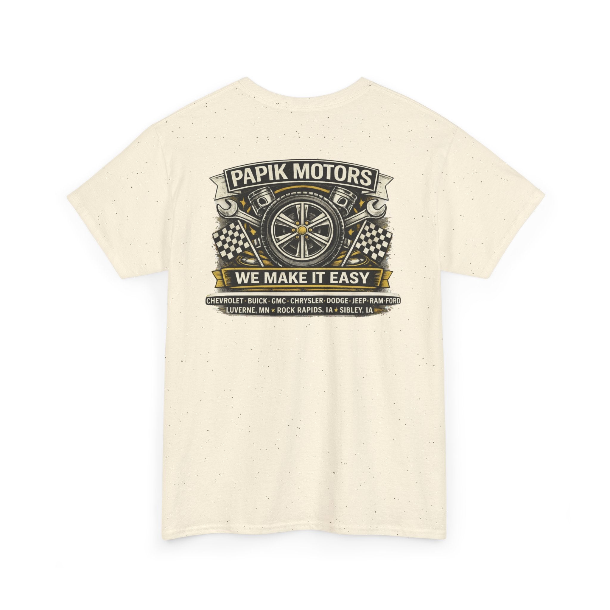 T‑Shirt — Papik Motors "We Make It Easy" Vintage Front and Back T