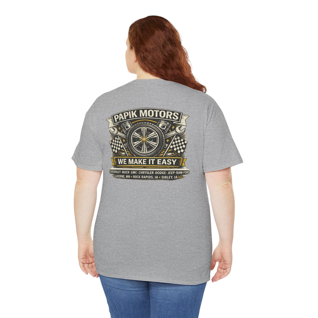 T‑Shirt — Papik Motors "We Make It Easy" Vintage Front and Back T