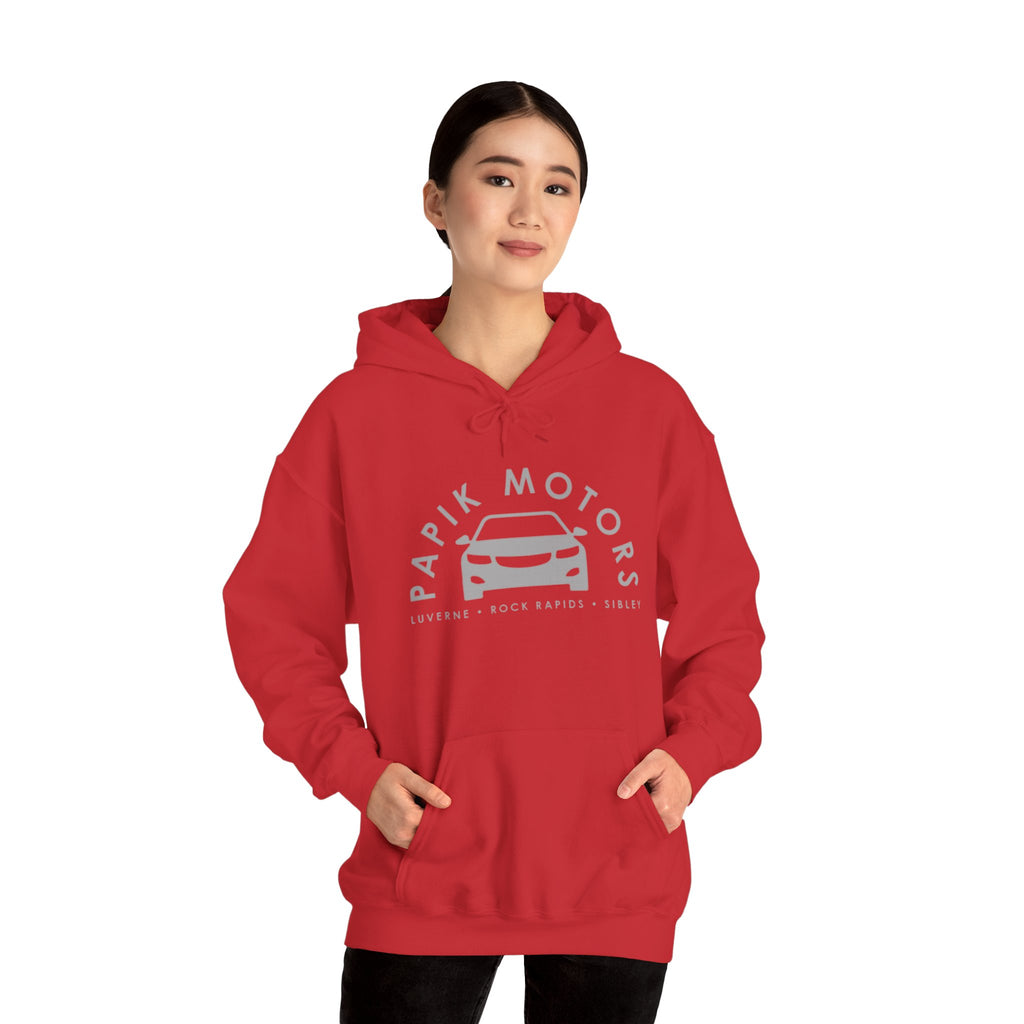 Hooded Sweatshirt - Papik Motors Over Car Logo Hoodie — Minimal Car Club Pullover Unisex