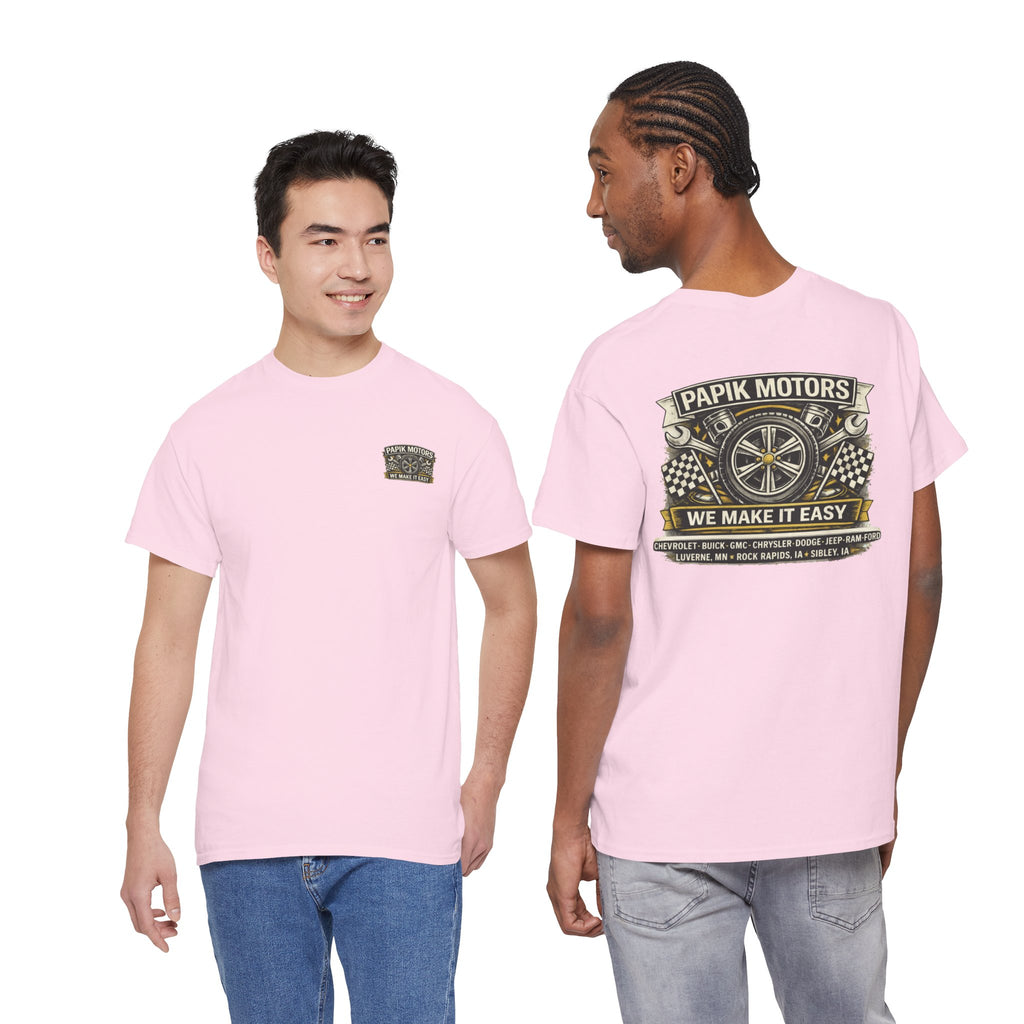 T‑Shirt — Papik Motors "We Make It Easy" Vintage Front and Back T