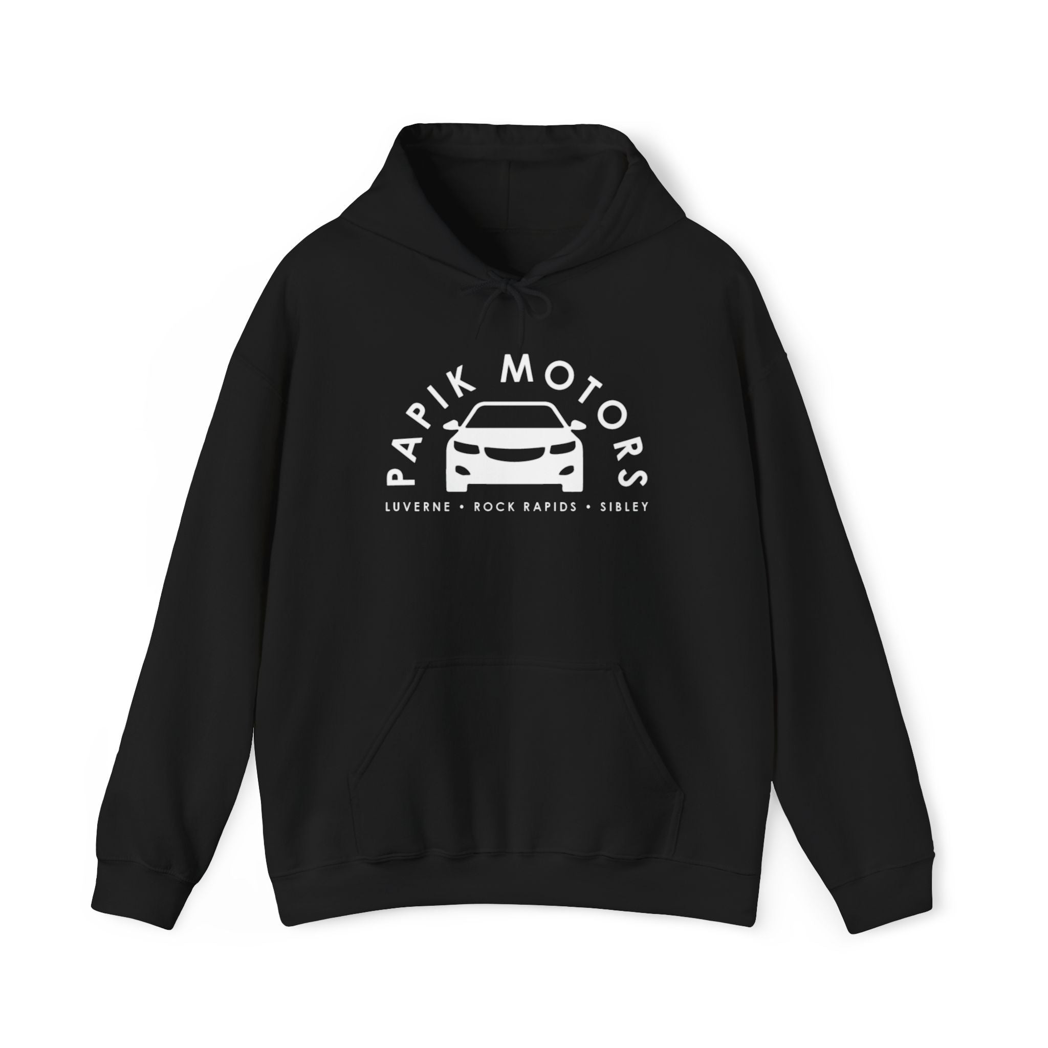 Hooded Sweatshirt - Papik Motors Over Car Logo Hoodie — Minimal Car Club Pullover Unisex