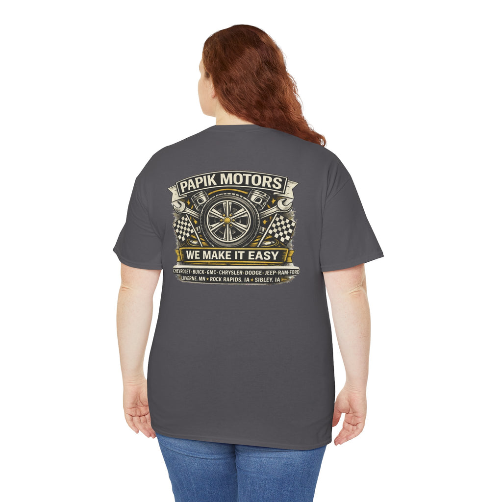 T‑Shirt — Papik Motors "We Make It Easy" Vintage Front and Back T