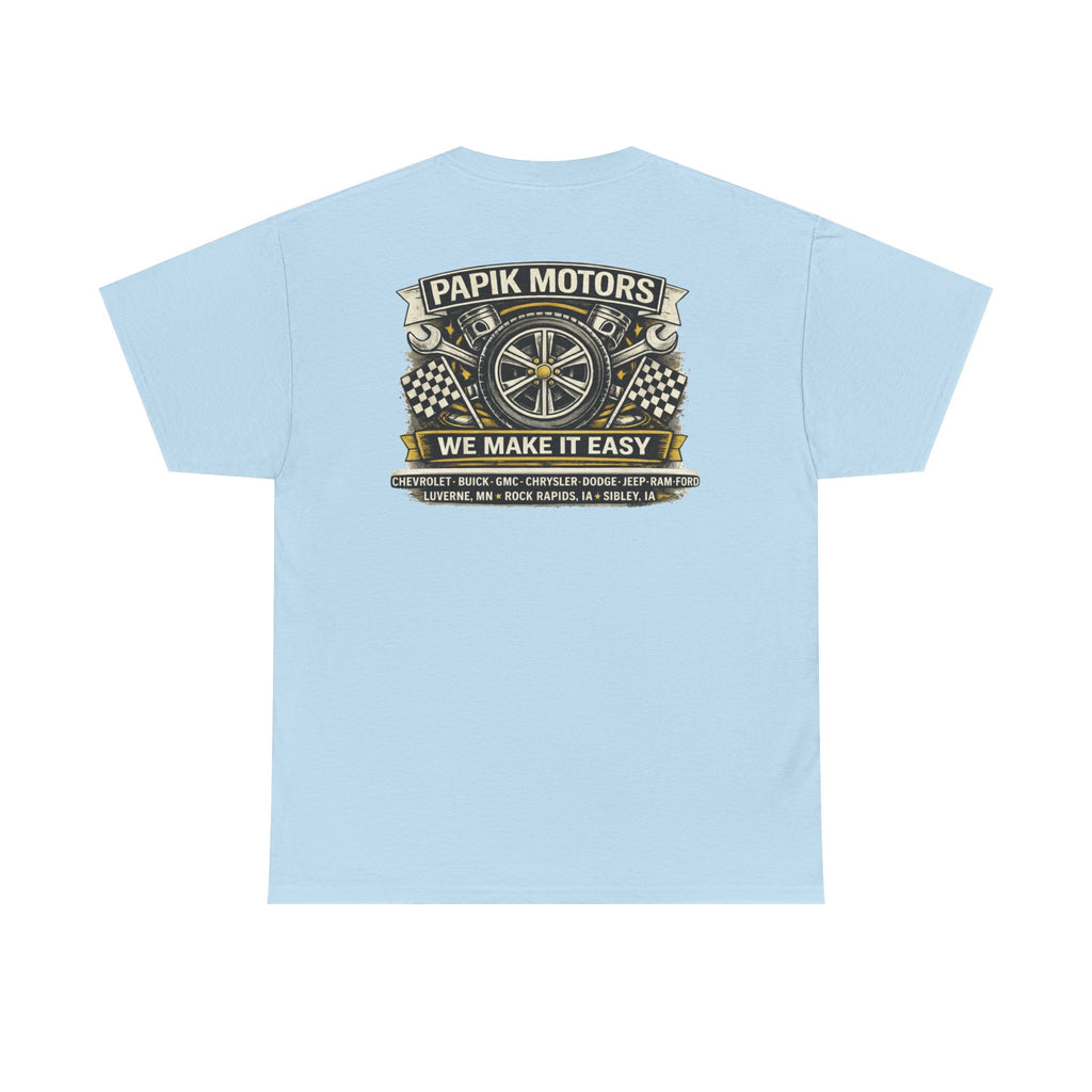 T‑Shirt — Papik Motors "We Make It Easy" Vintage Front and Back T