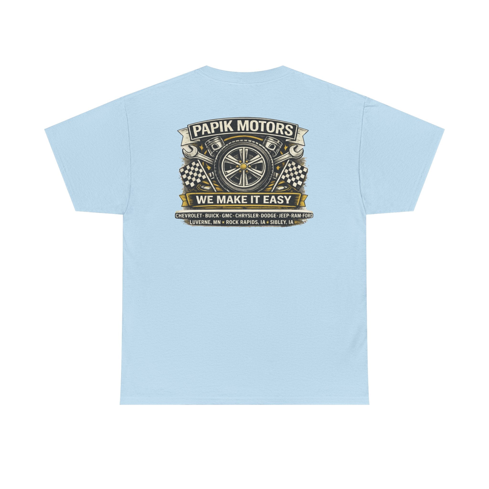 T‑Shirt — Papik Motors "We Make It Easy" Vintage Front and Back T