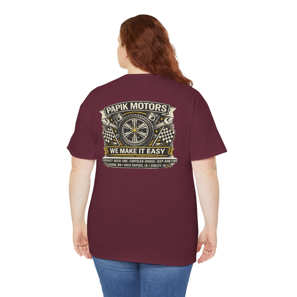 T‑Shirt — Papik Motors "We Make It Easy" Vintage Front and Back T