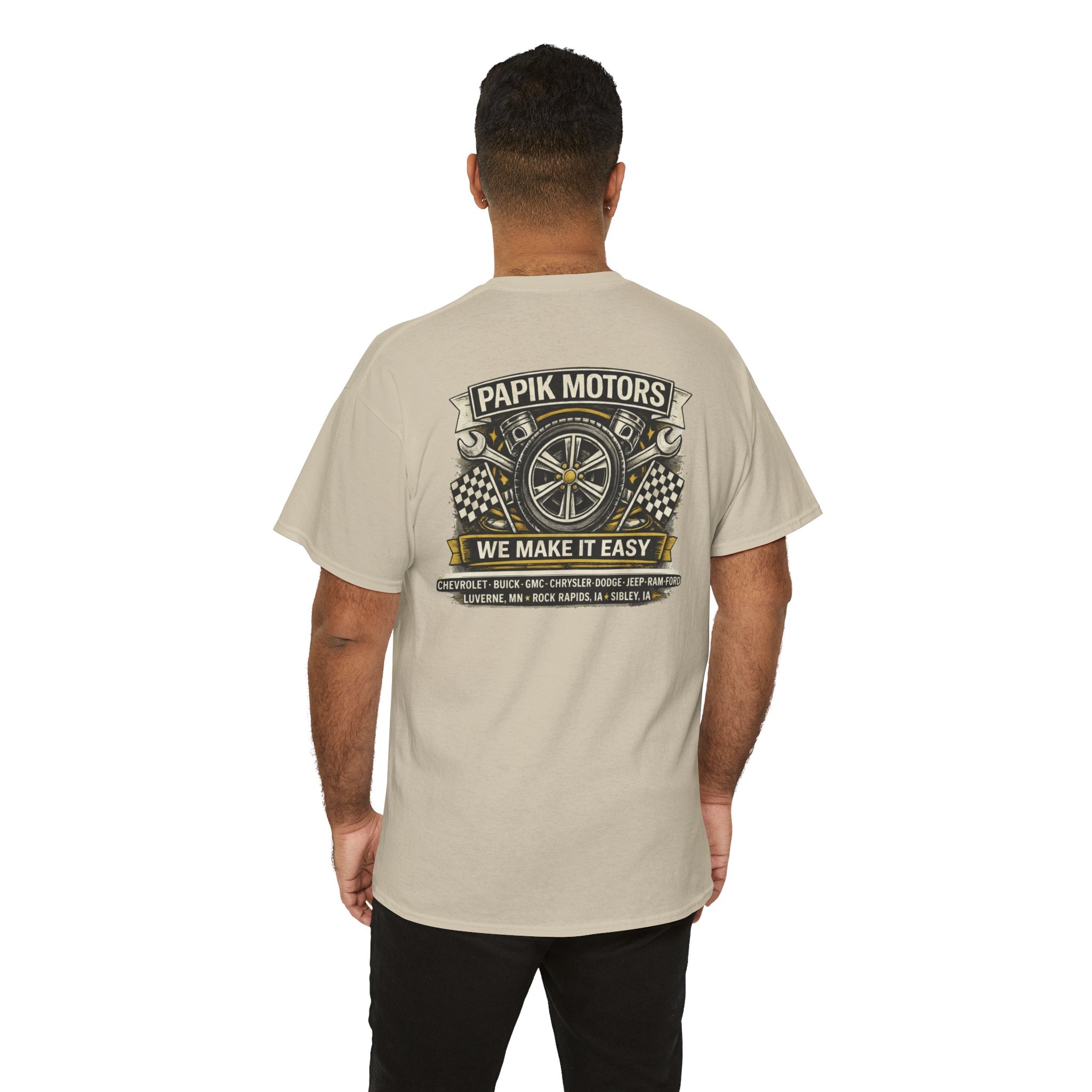 T‑Shirt — Papik Motors "We Make It Easy" Vintage Front and Back T