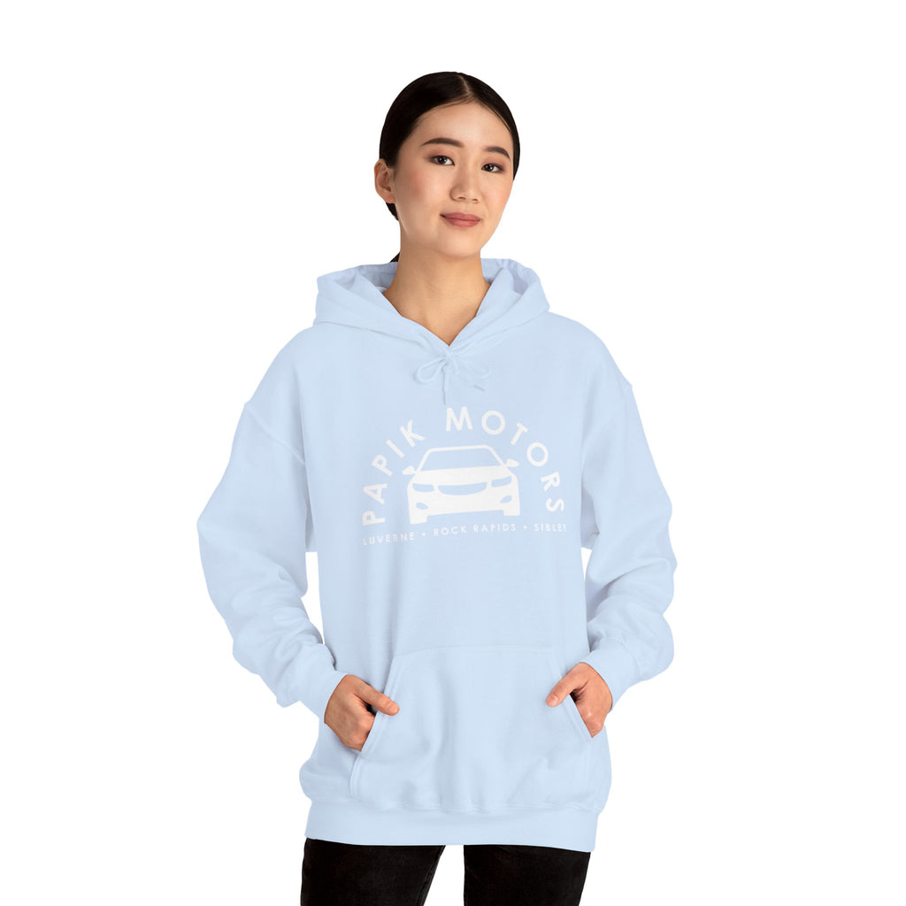 Hooded Sweatshirt - Papik Motors Over Car Logo Hoodie — Minimal Car Club Pullover Unisex