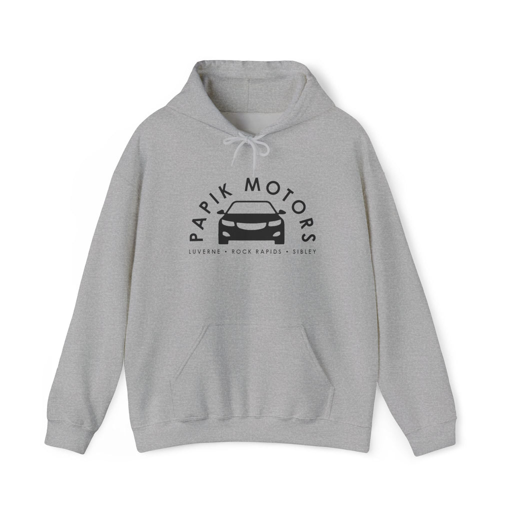 Hooded Sweatshirt - Papik Motors Over Car Logo Hoodie — Minimal Car Club Pullover Unisex