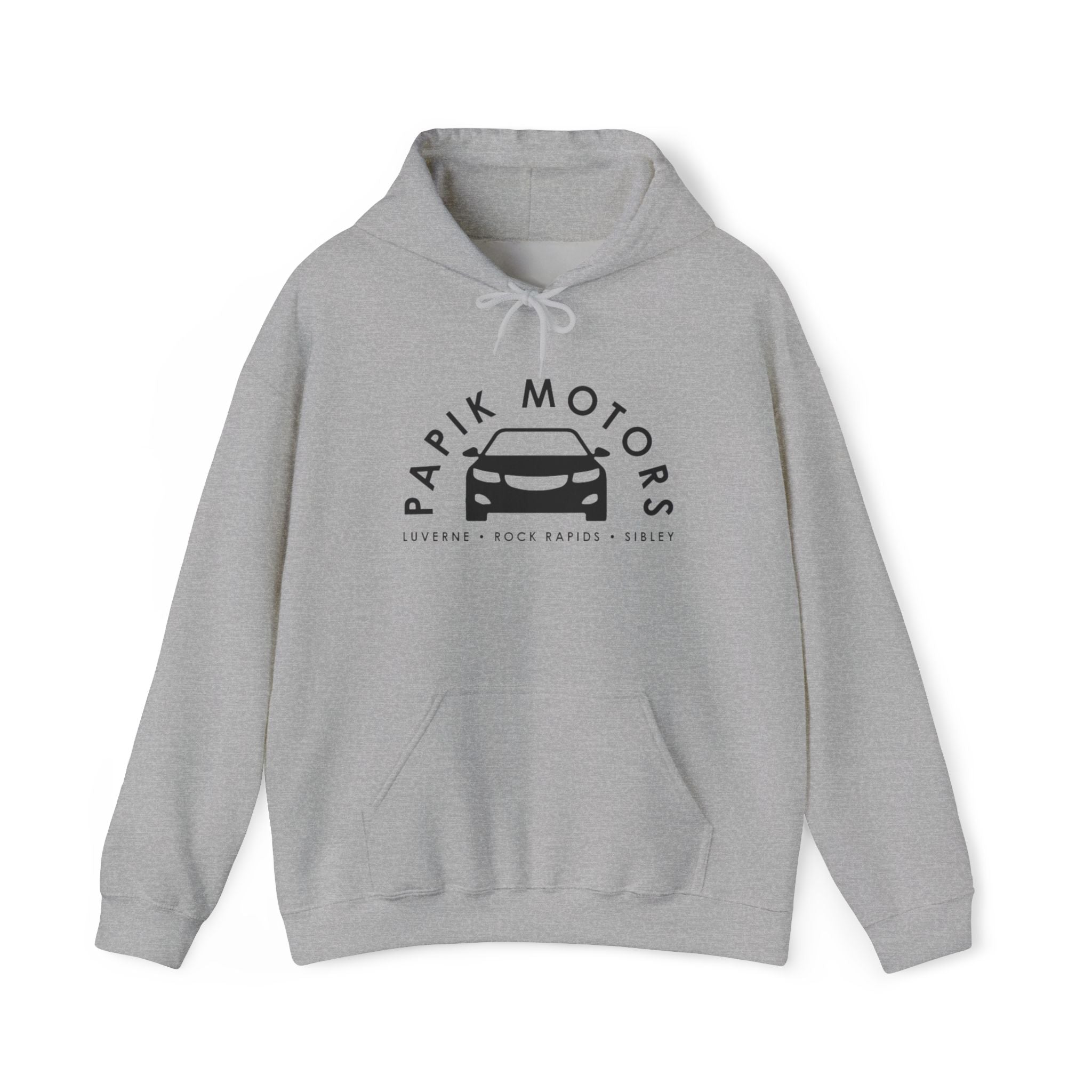 Hooded Sweatshirt - Papik Motors Over Car Logo Hoodie — Minimal Car Club Pullover Unisex