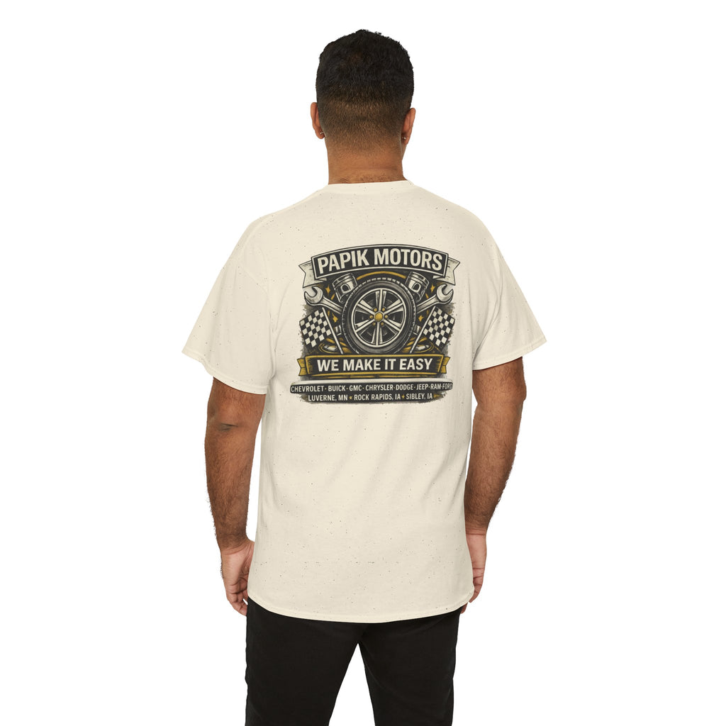 T‑Shirt — Papik Motors "We Make It Easy" Vintage Front and Back T