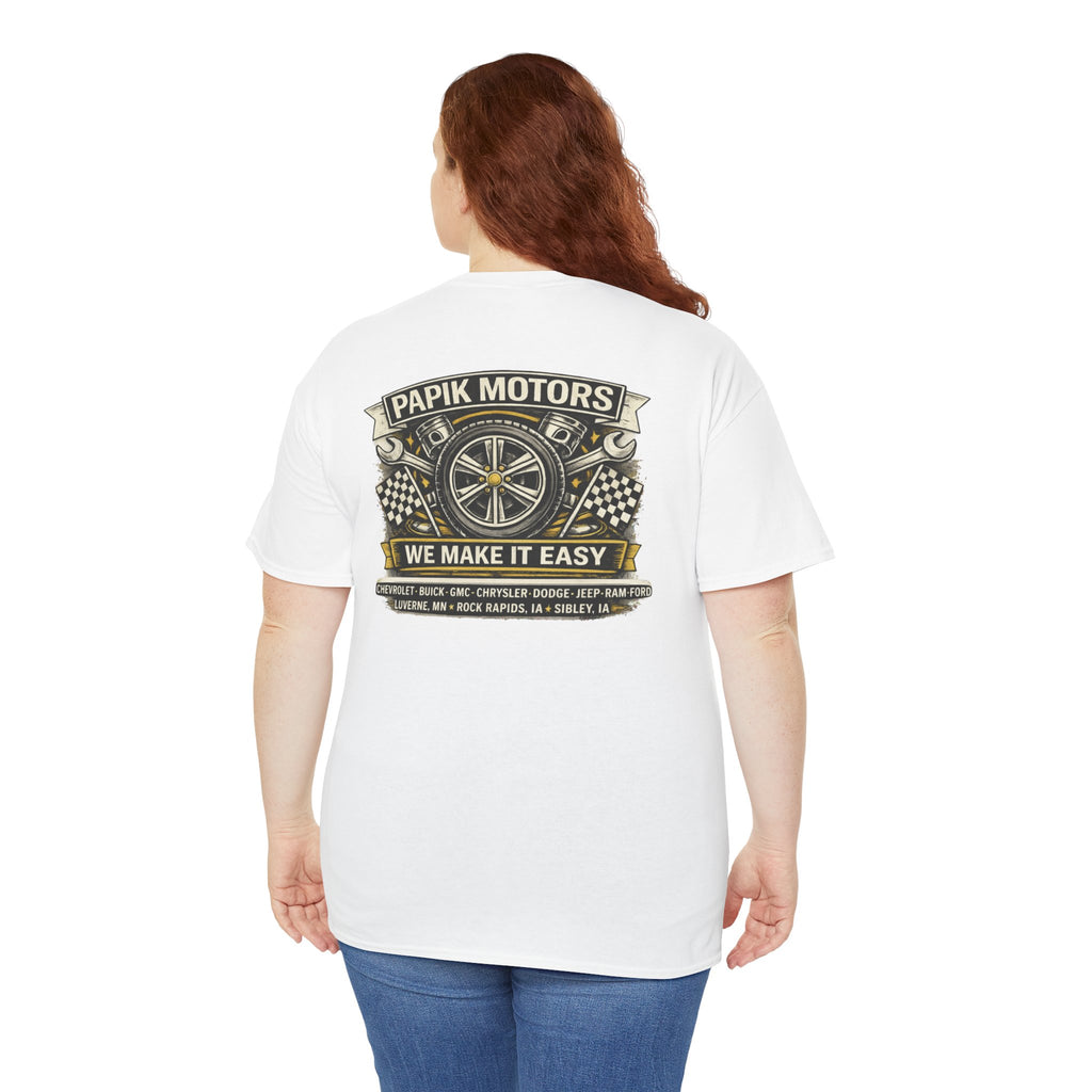 T‑Shirt — Papik Motors "We Make It Easy" Vintage Front and Back T