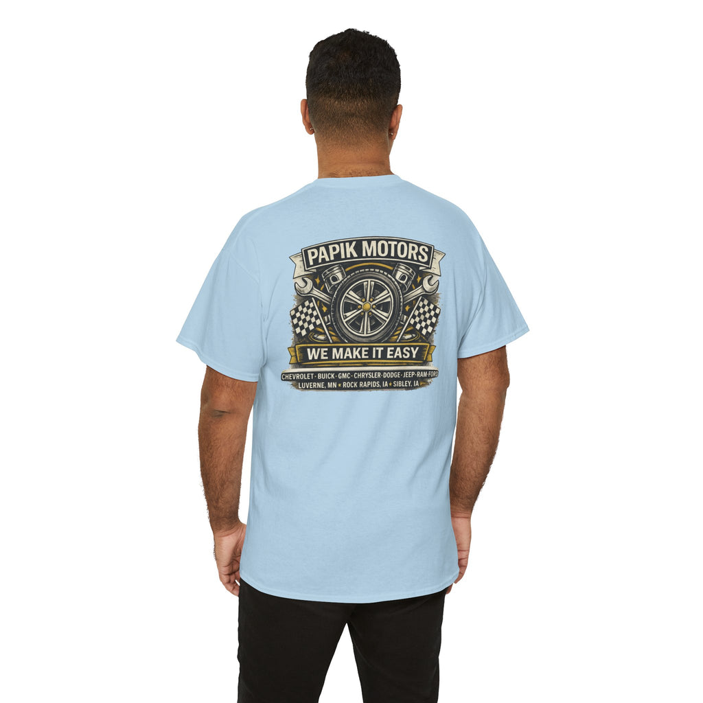 T‑Shirt — Papik Motors "We Make It Easy" Vintage Front and Back T