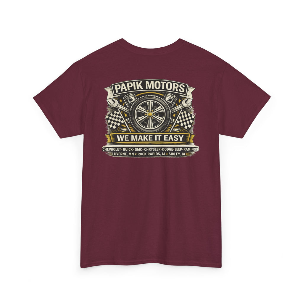 T‑Shirt — Papik Motors "We Make It Easy" Vintage Front and Back T