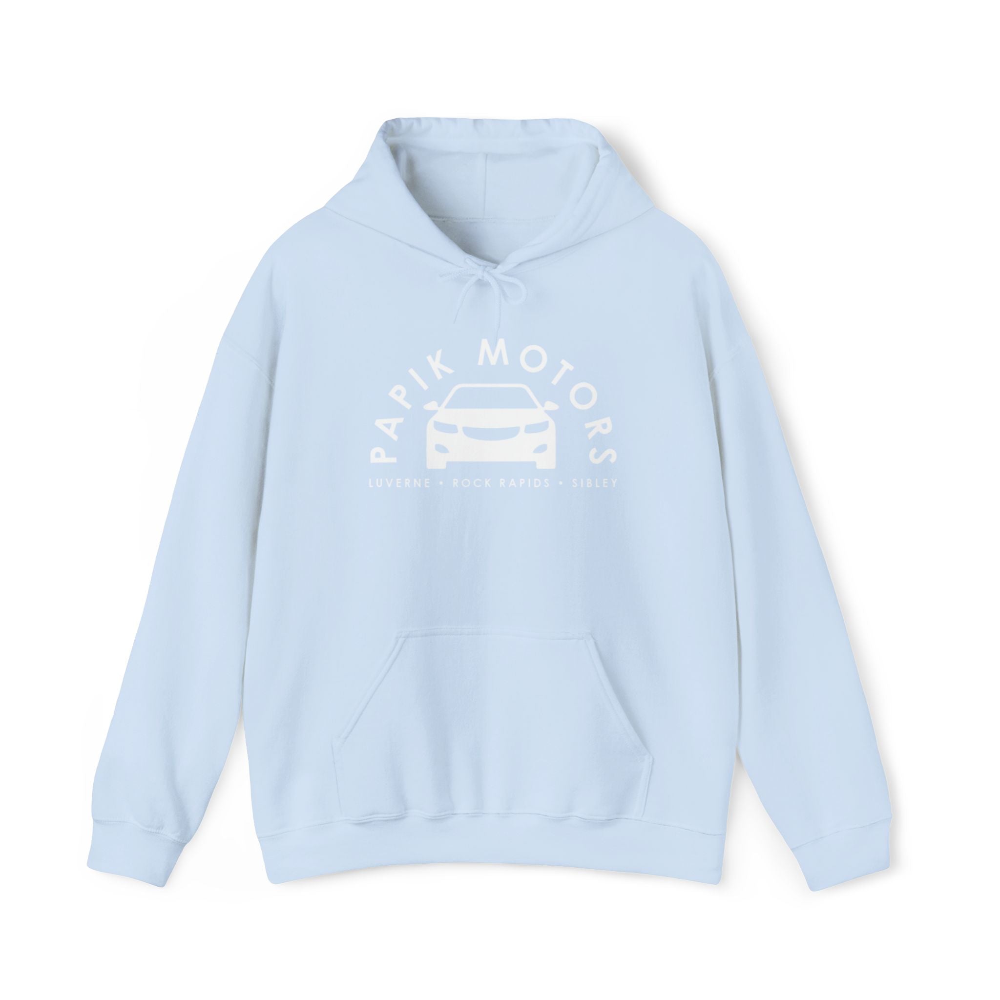 Hooded Sweatshirt - Papik Motors Over Car Logo Hoodie — Minimal Car Club Pullover Unisex