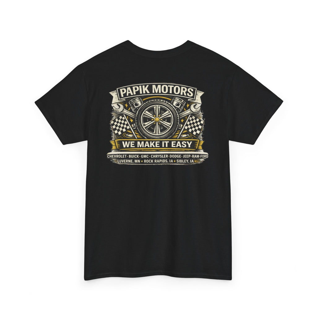 T‑Shirt — Papik Motors "We Make It Easy" Vintage Front and Back T