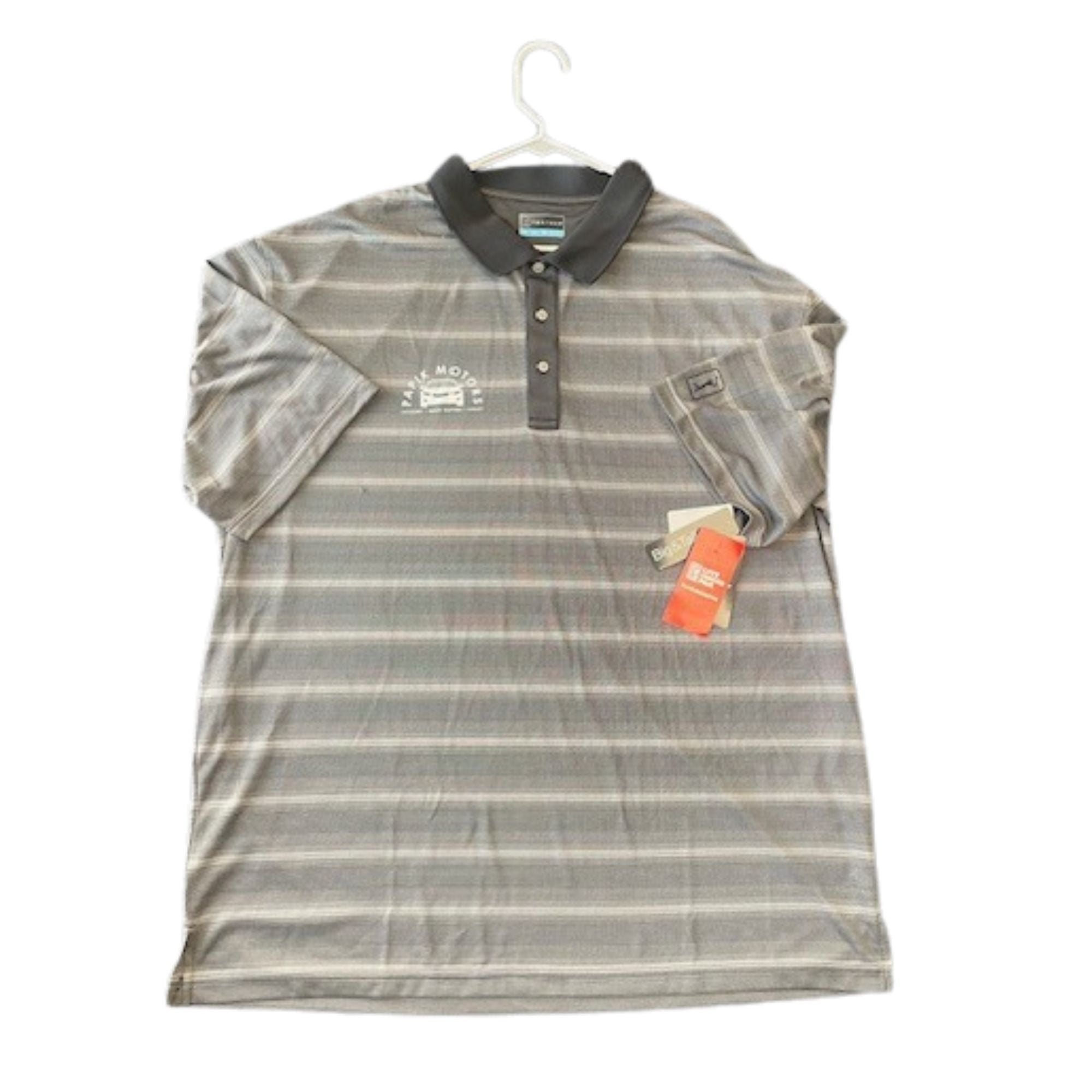 LIMITED OLD STOCK - PGA tour golf polo black & gray stripe with pattern- 1 size 3xl avaialble