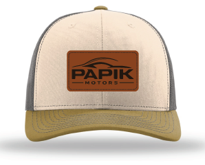 Papik Motors Trucker Snapback - With Leather Patch - Meshback Hat Snapback Cap Trucker Cap